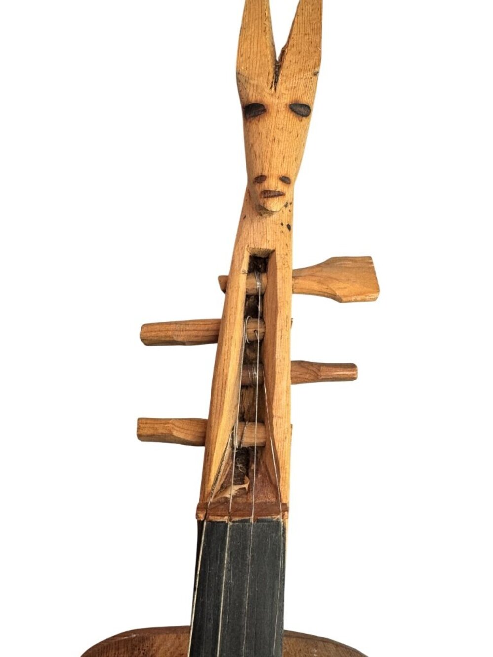 Vintage Hand Carved Wood African String Instrument Wall Art Sculpture 22” - Picture 4 of 9